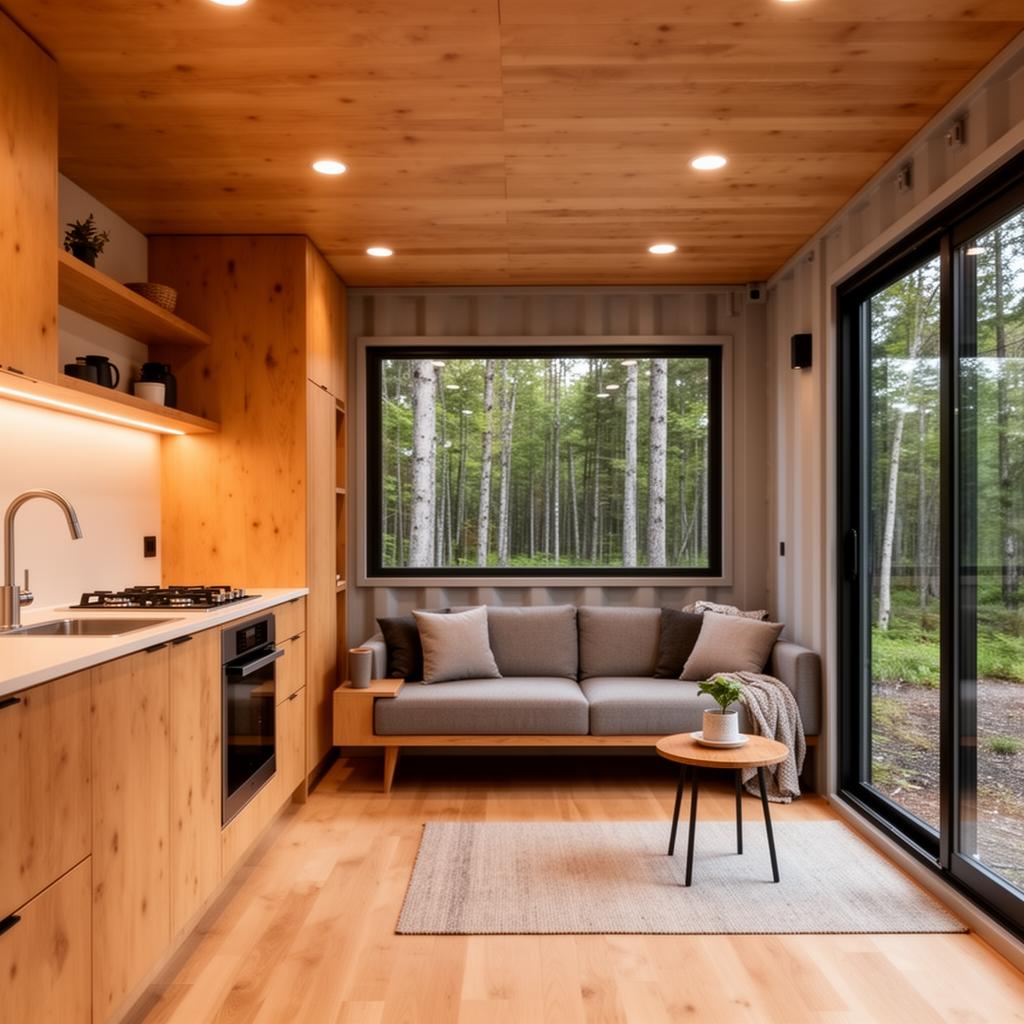 Modern container home interior