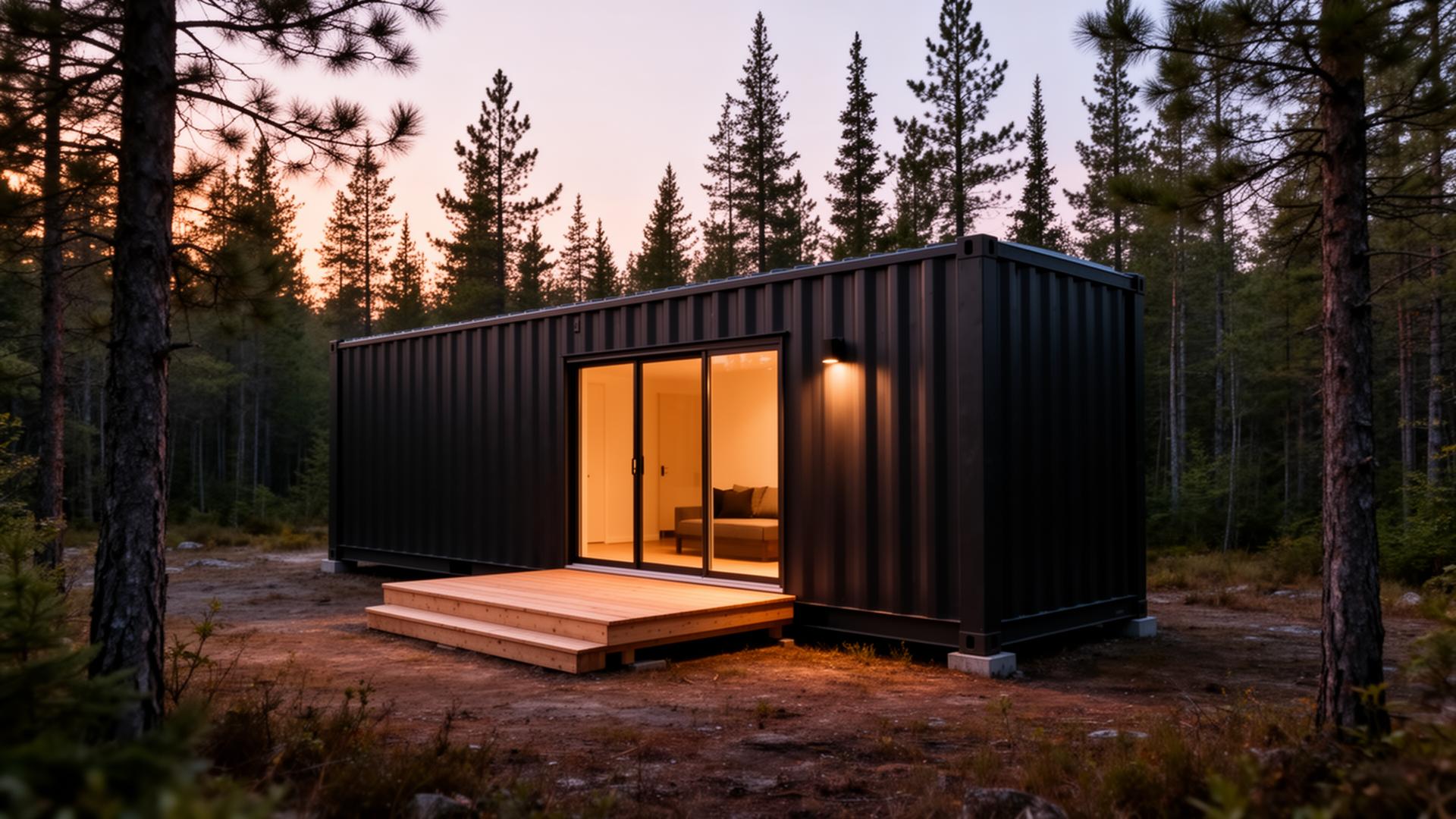 Container home in forest