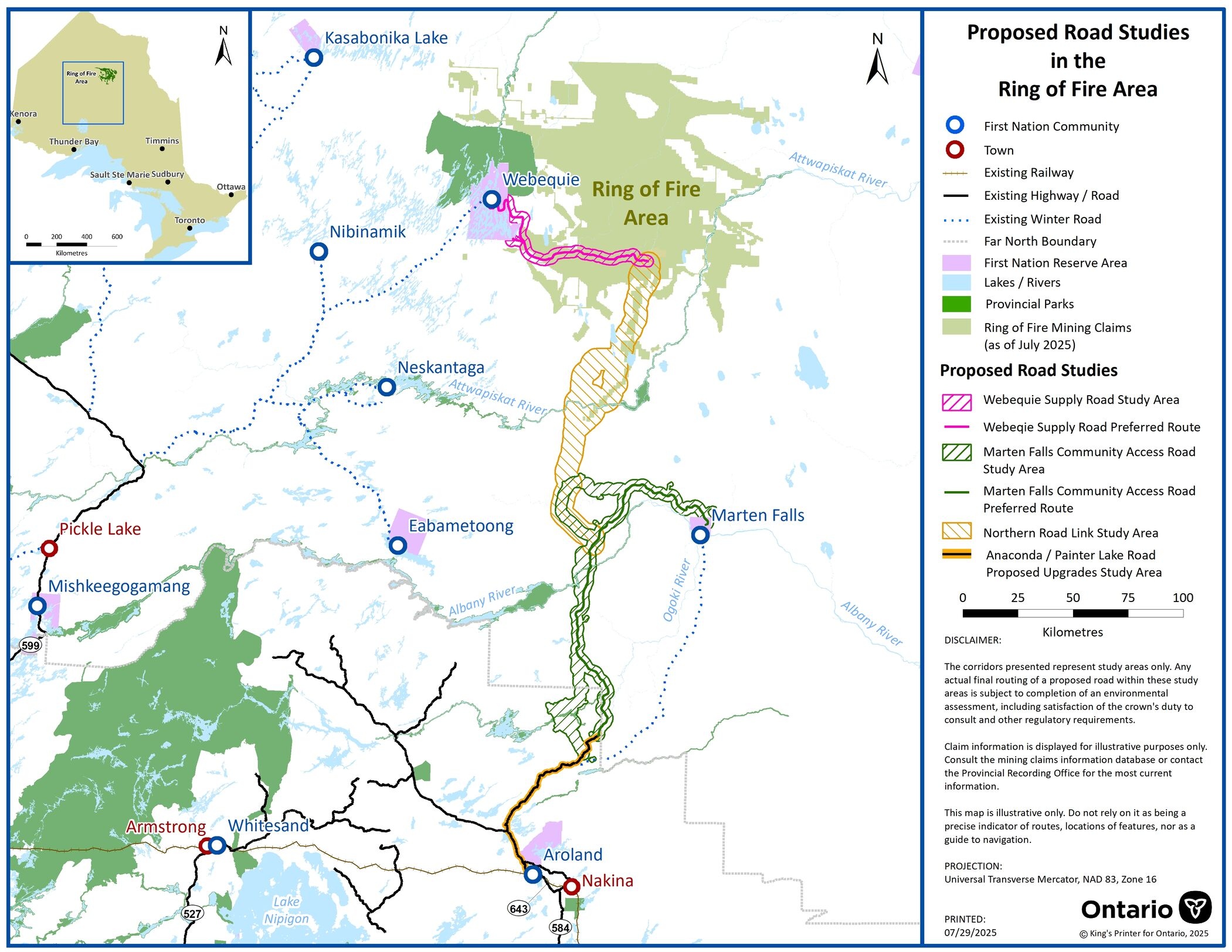 Ring of Fire proposed road infrastructure map